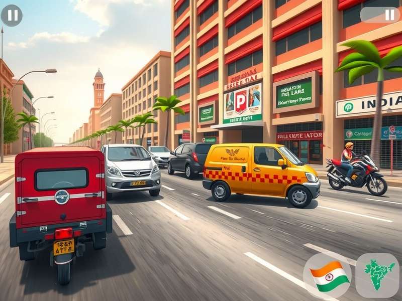 Pro Delivery Quest gameplay screenshot showing delivery vehicles in Indian city